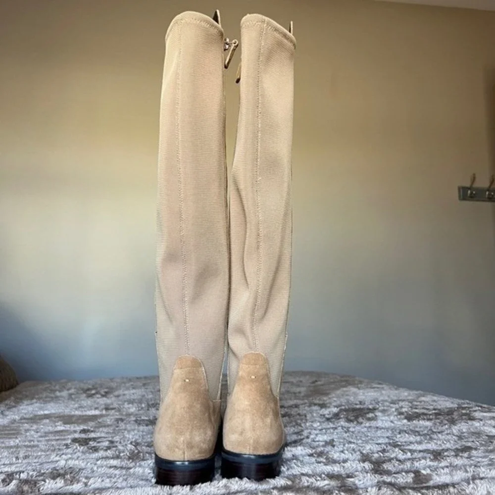 Cole Haan Isabelle Tan Suede Elastic Panel Over The Knee Riding Boots‎ Women 8.5
